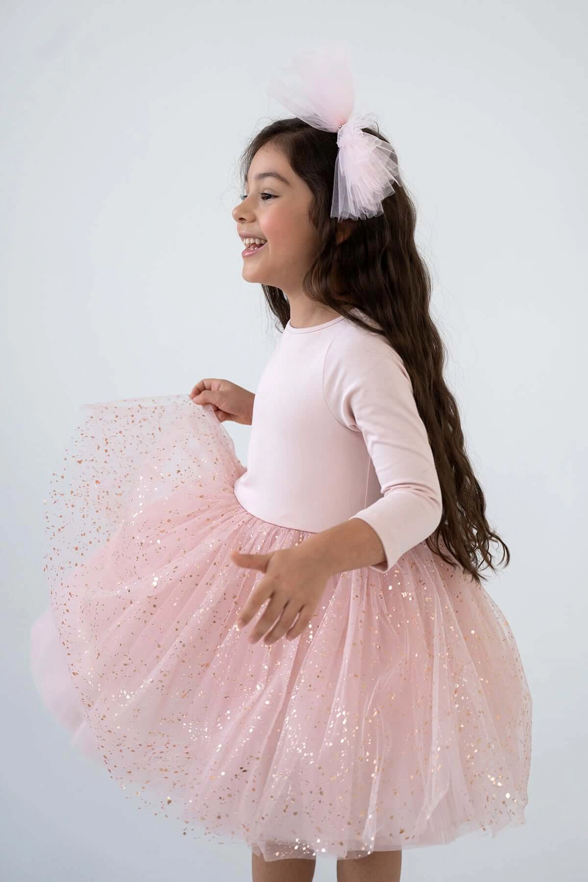 Mini Celebrities Girls Full Shiny Pink Dress Set