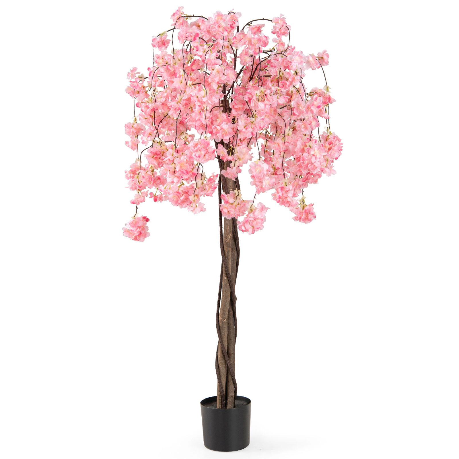 SlickBlue 5.5ft Artificial Cherry Blossom Tree with Wood Trunk