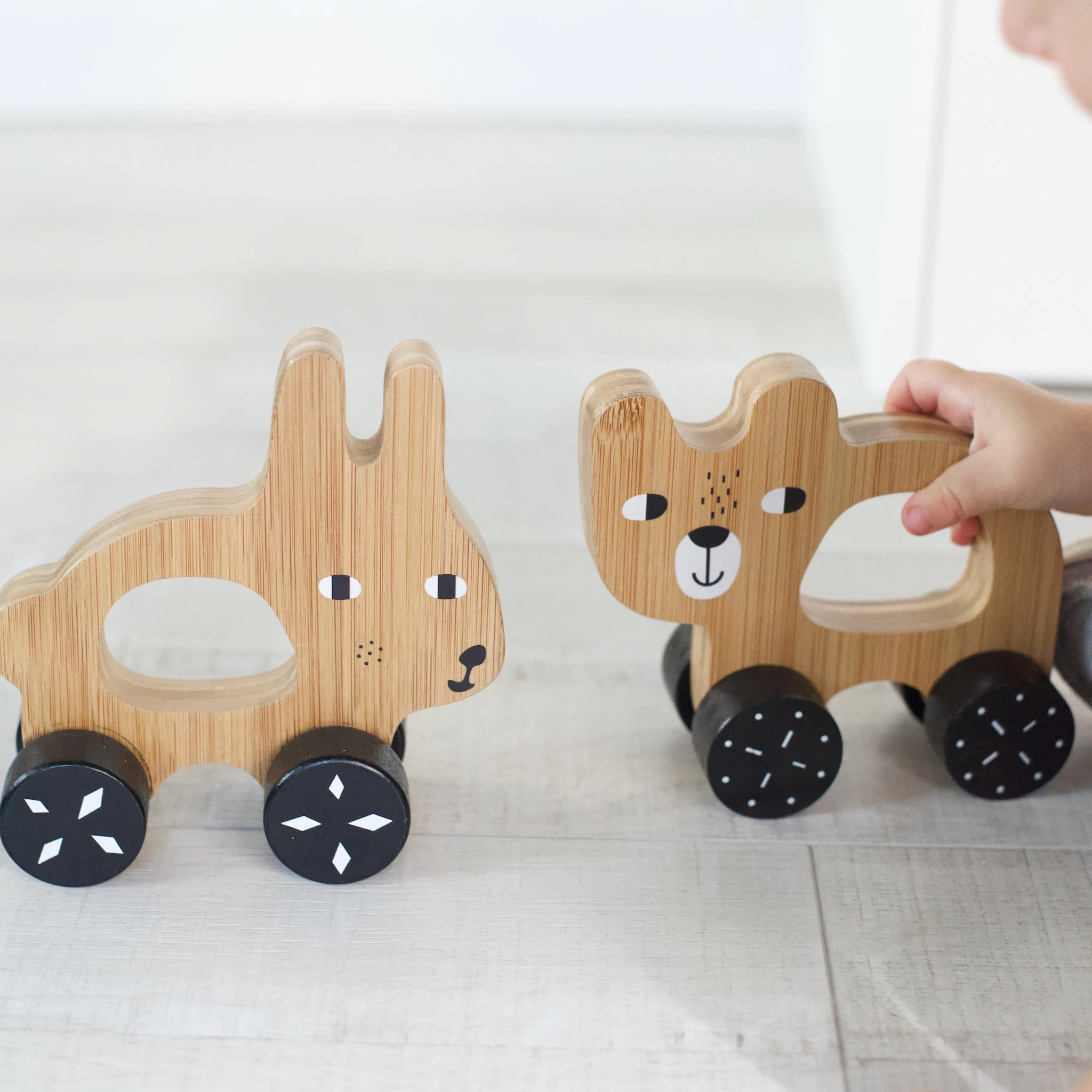 Wee Gallery Bear Push Toy - Bamboo Wooden Rolling Toddler Toy
