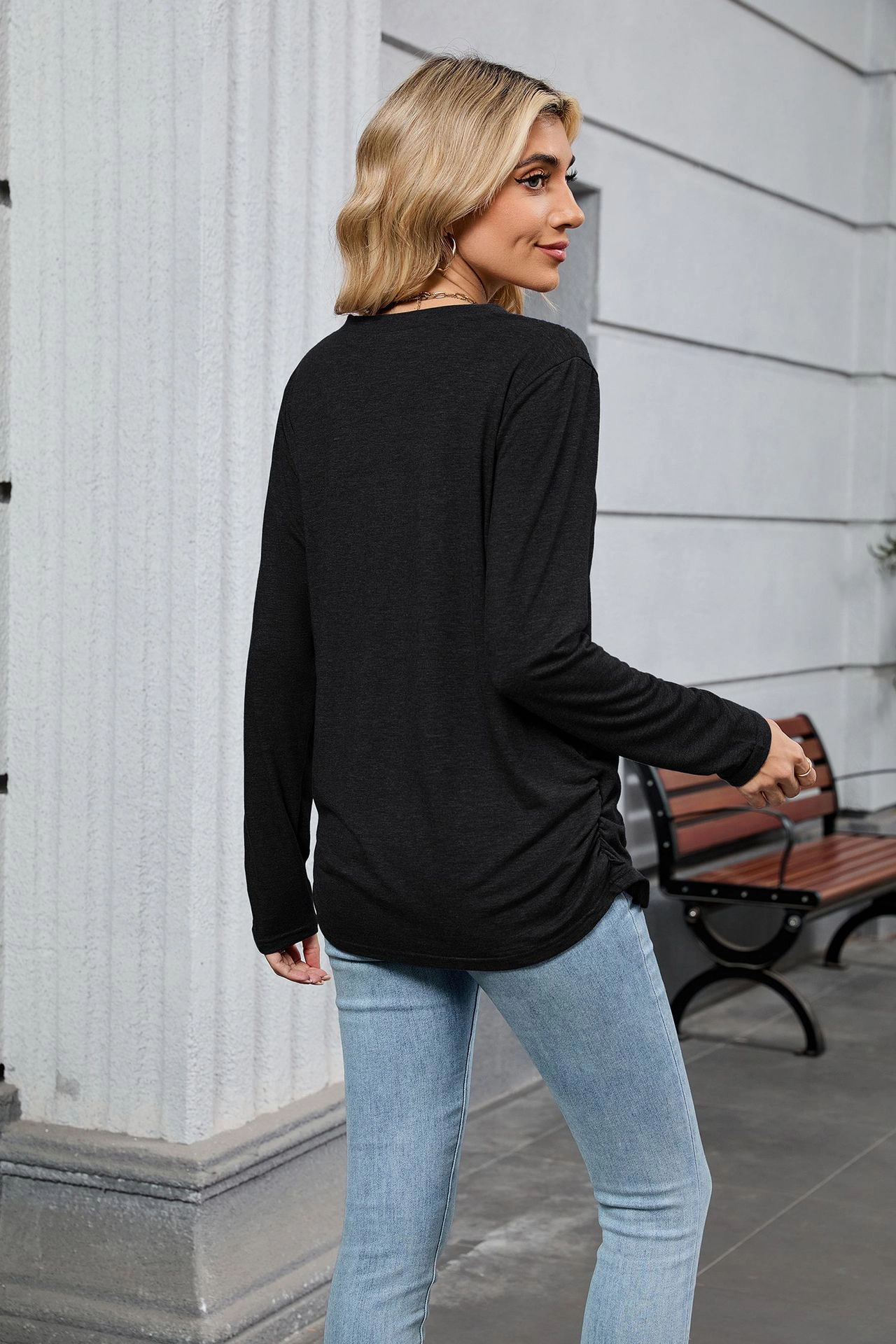 Enchanted Funland Women's V Neck Long Sleeve Lightweight Loose Fit Tunic Shirt