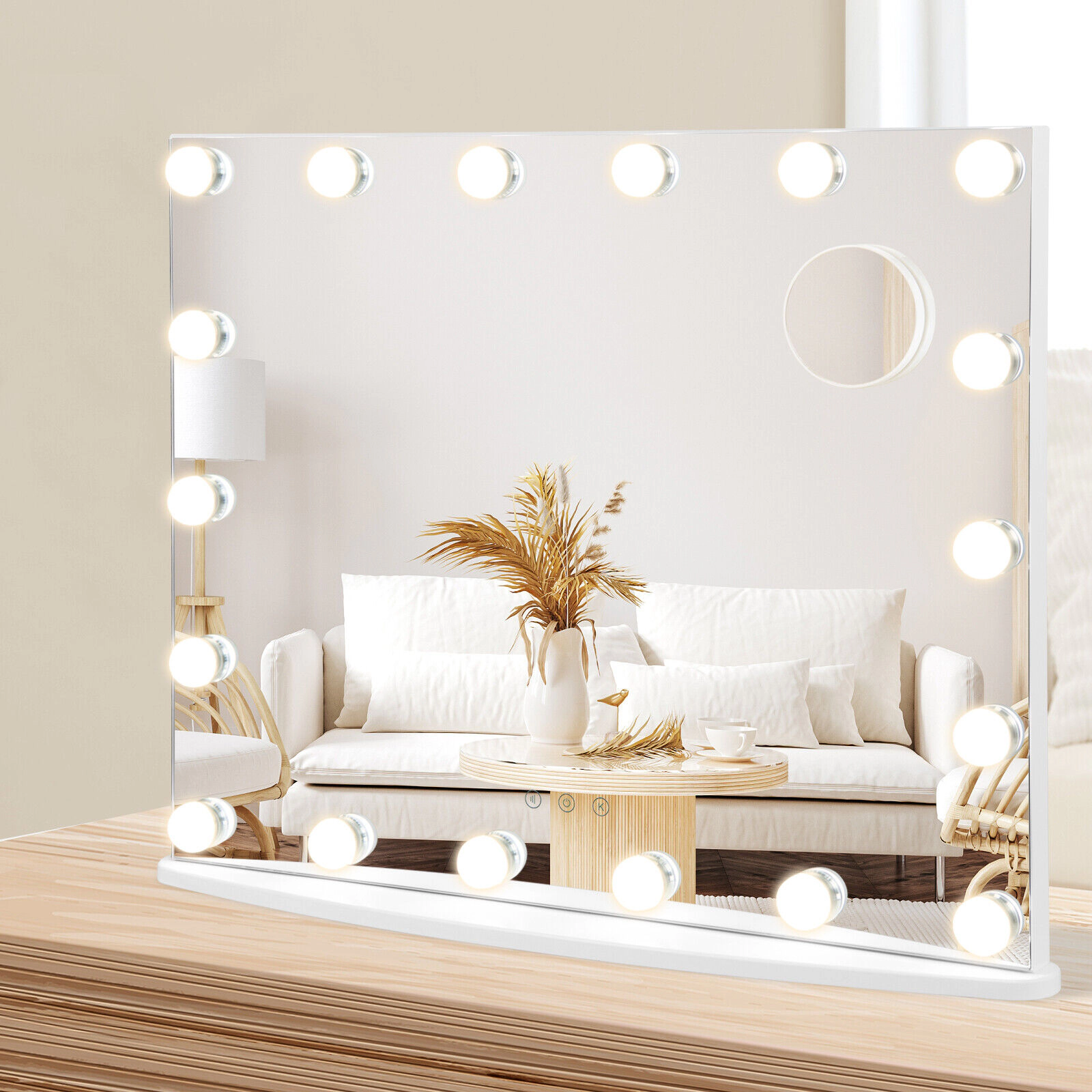 Slickblue 25.5 Inch LED Vanity Makeup Mirror with 18 LED Bulbs, 3 Light Modes and 3X Magnifying Mirror