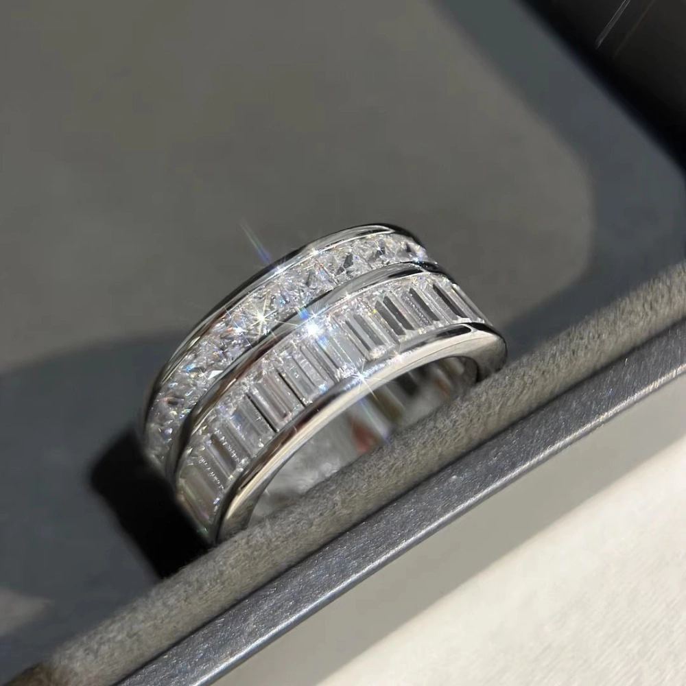 Elegant Double Row Drilling Ring for Women Wedding Band Ring