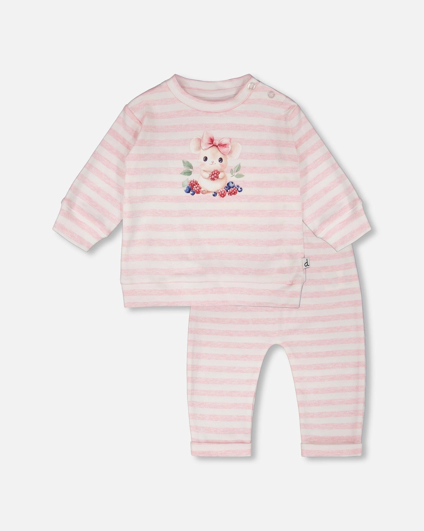 Deux par Girls Cotton Jersey Top and Pants Set Stripes