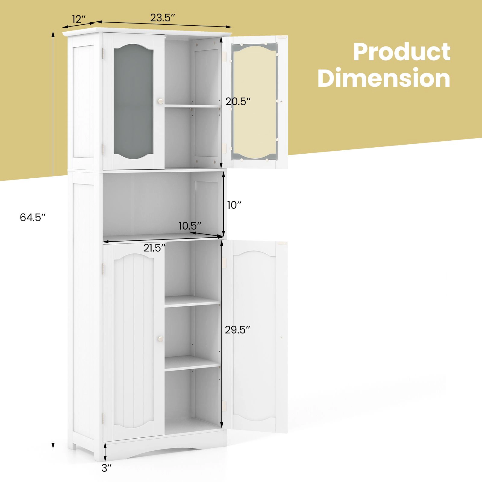 SlickBlue Freestanding Linen Cabinet with Adjustable Shelves for Home Storage