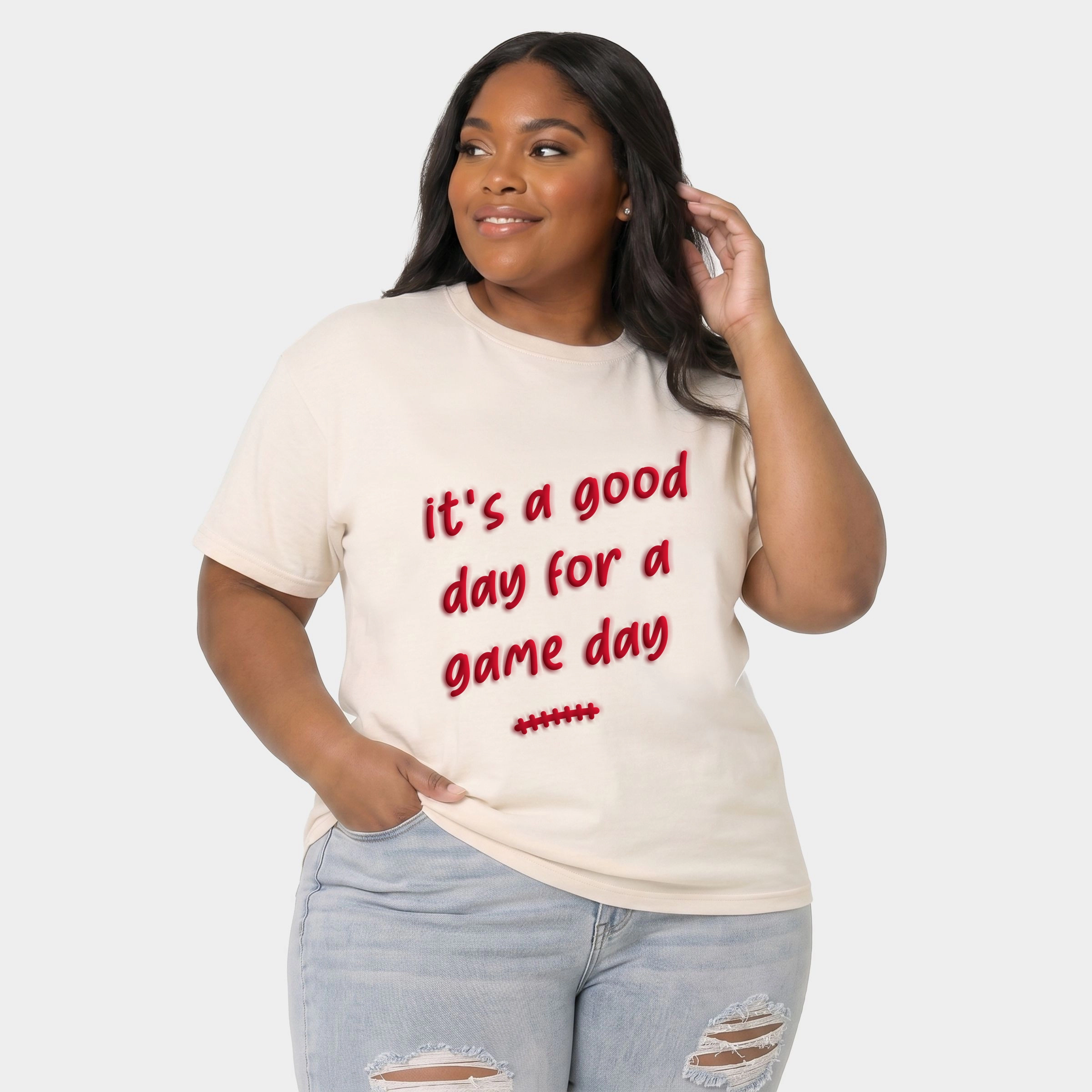 Simply Sage Market - Women's Plus Sized Garment Dyed Graphic T-Shirt It's A Good Day For Game Puff Print