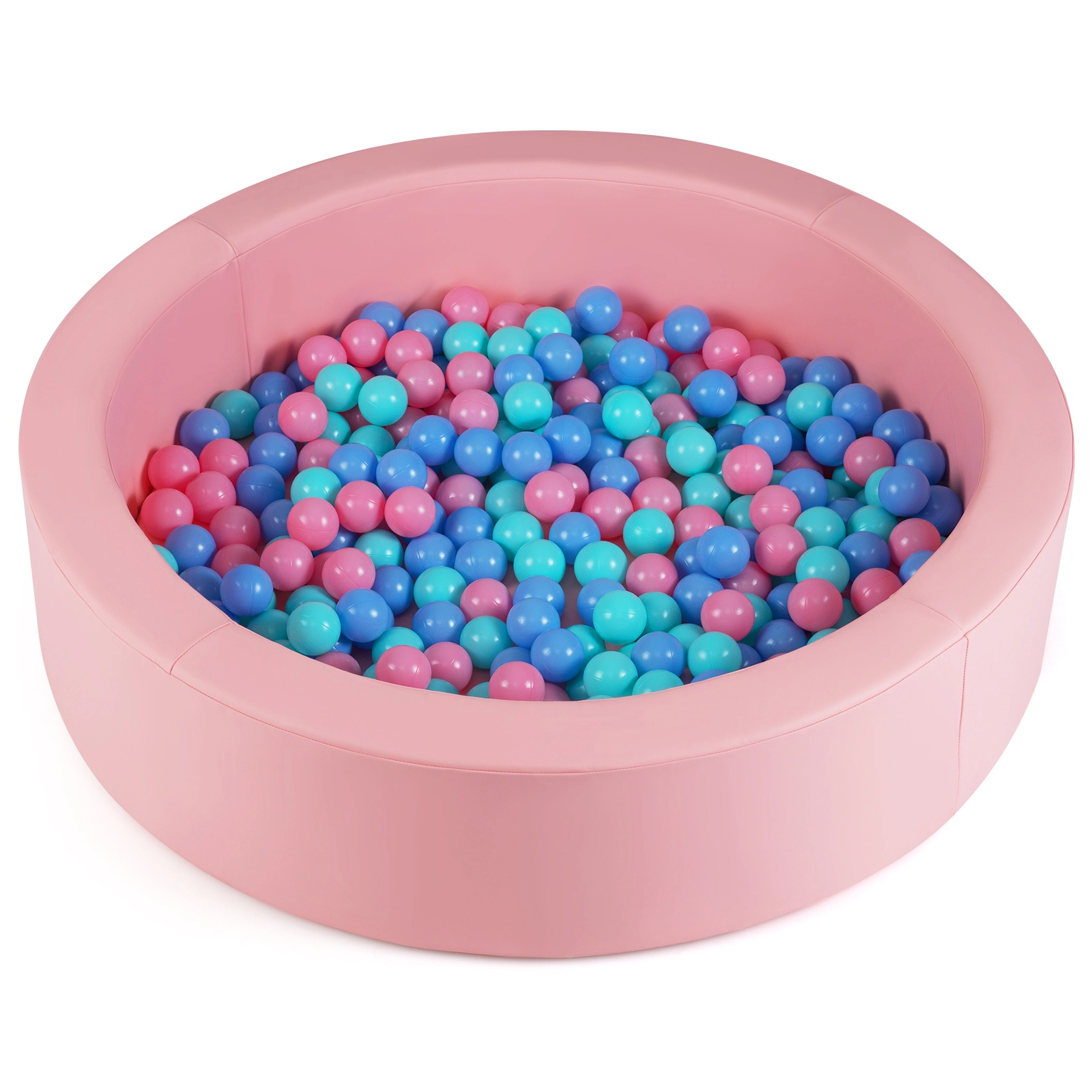 SUGIFT 25D Sponge Round Foam Climber Ball Pit Washable PU Cover 41.5-in Diameter Ages 3+ with 200 Spheres Pink & Gray