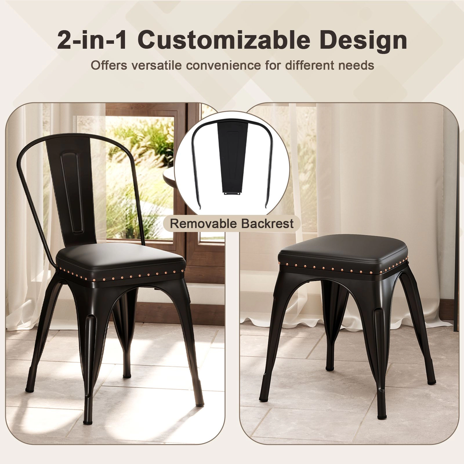 SlickBlue Stackable Cushioned Dining Chairs Set of 4