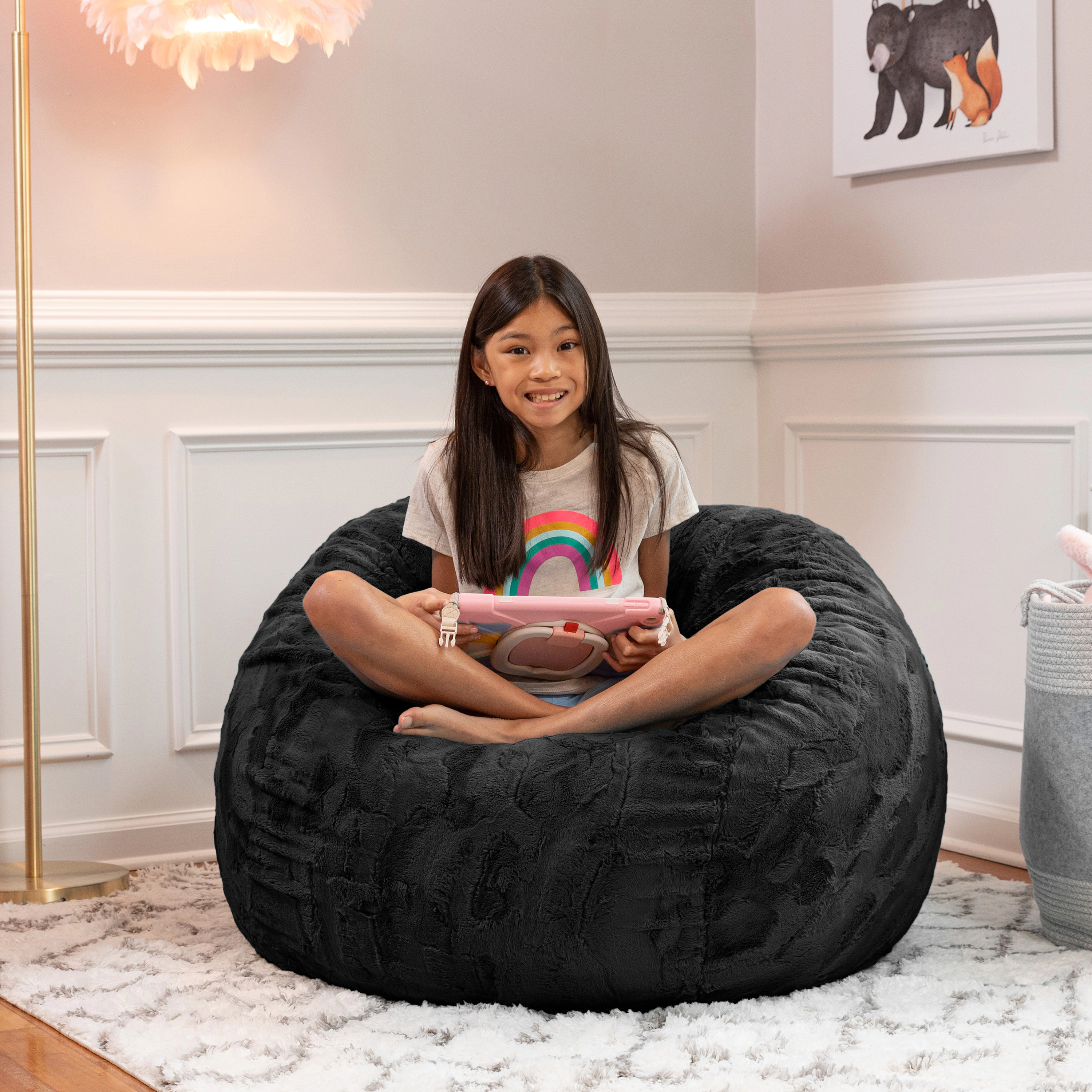 Jaxx Saxx 3 Foot Bean Bag Chair - Faux Fur Fun Colors