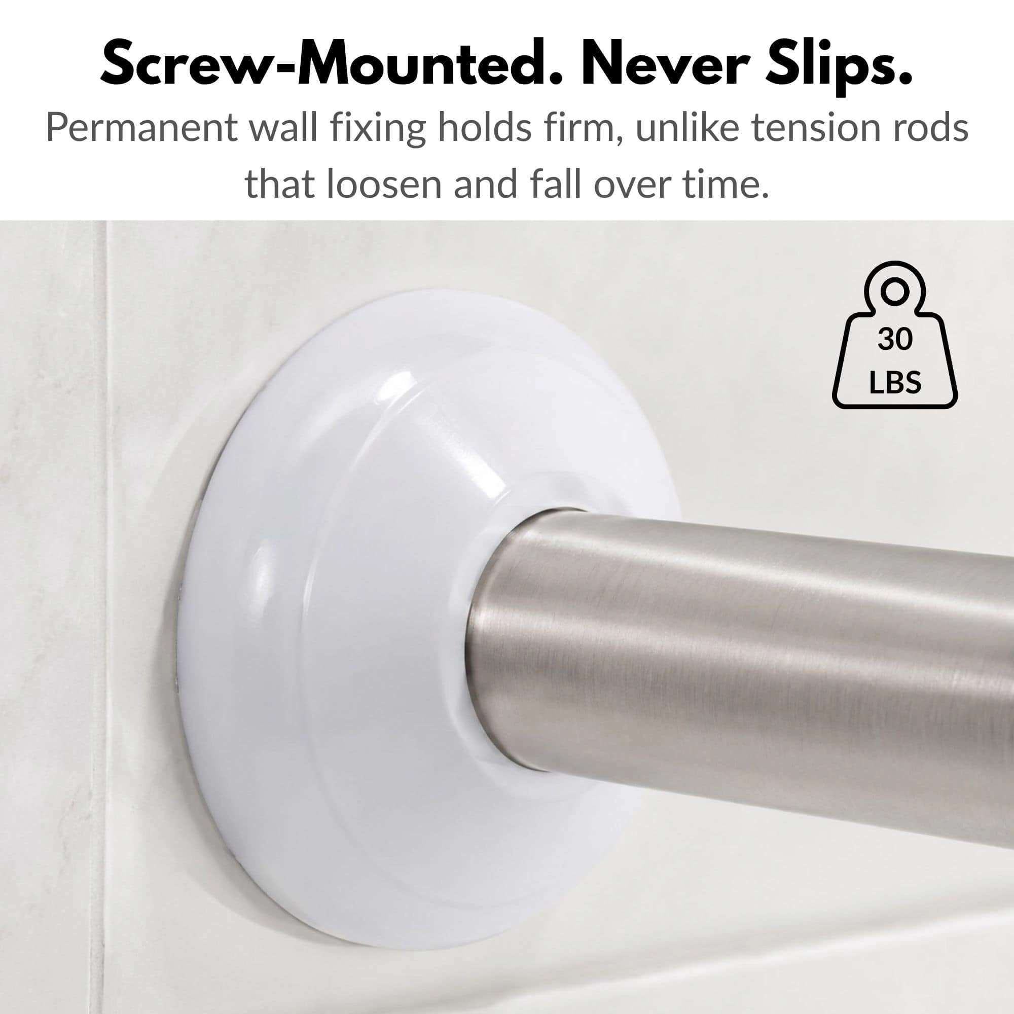 Evideco French Home Goods Corner Shower Curtain Rod 35.4 x in, 1" Diameter, Wall-Mounted, Cut-to-Length