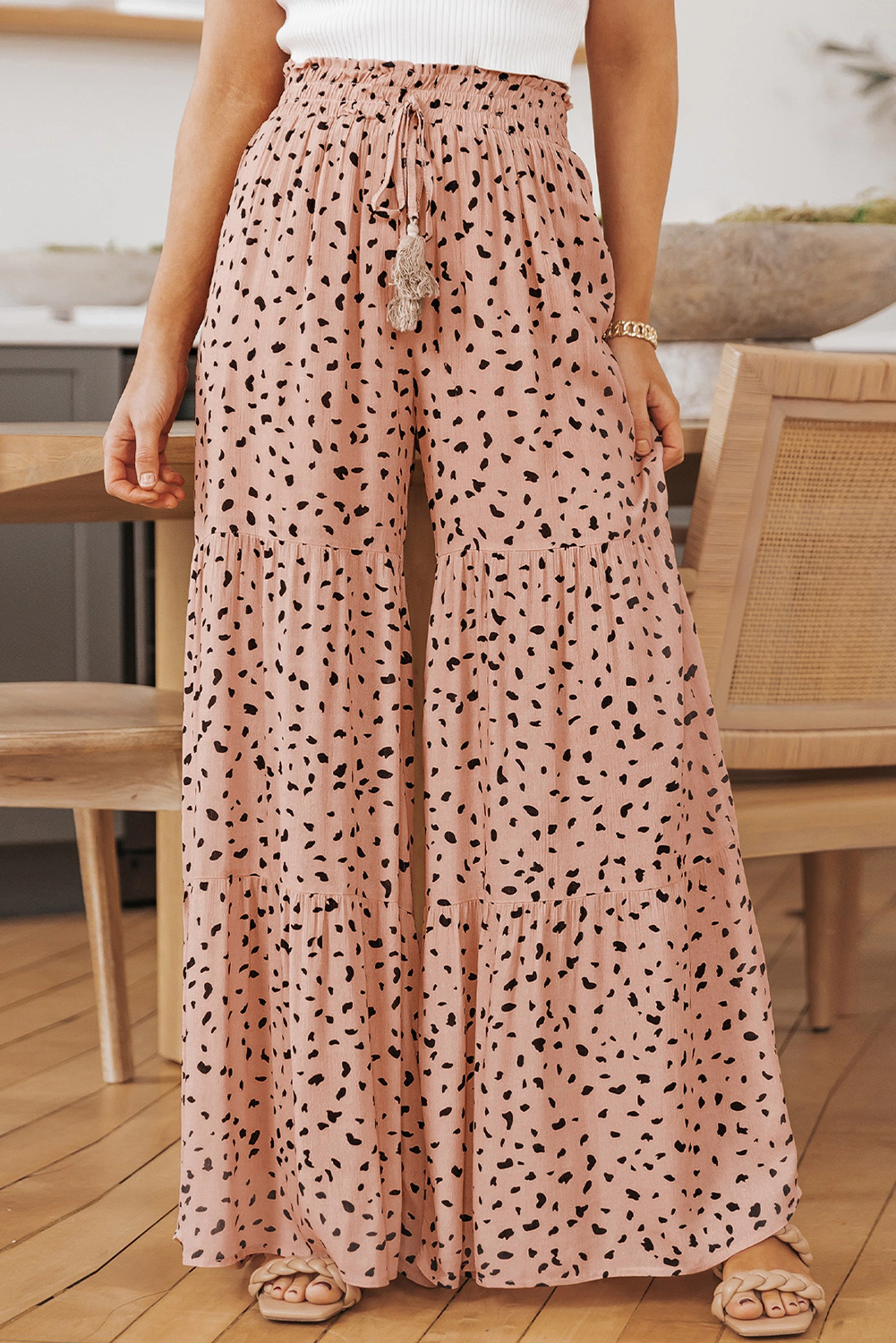 Threaded Pear Women's Analia Leg Dalmatian Palazzo Pants