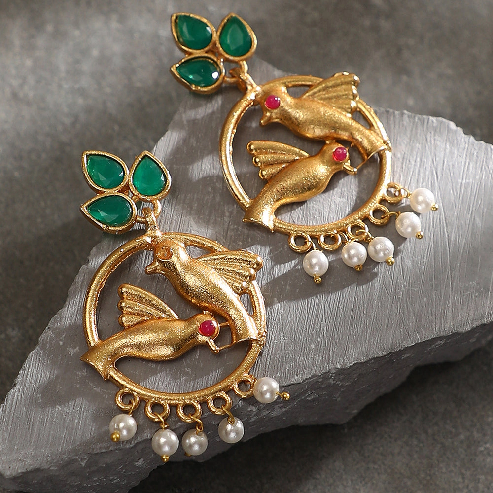 SOHI Women's The Halo-Bird Drop Earrings - Antique Gold