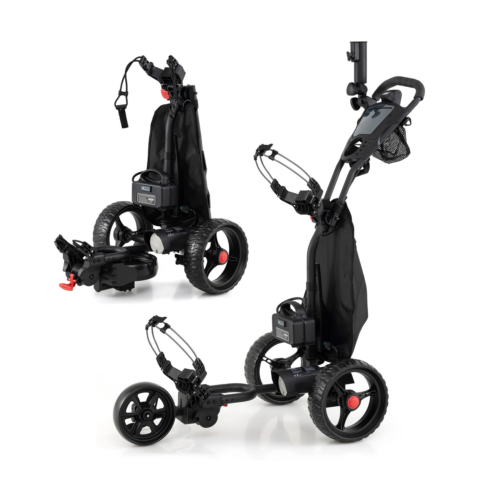 SUGIFT 3 Wheel Golf Bag Cart with Adjustable Handle and 9 Speed Settings 33-lb Capacity Black