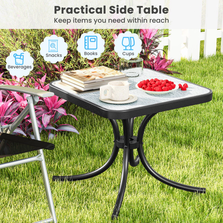 Hivvago Tempered Glass Top Patio Table with Heavy-duty Metal Frame for Garden Poolside