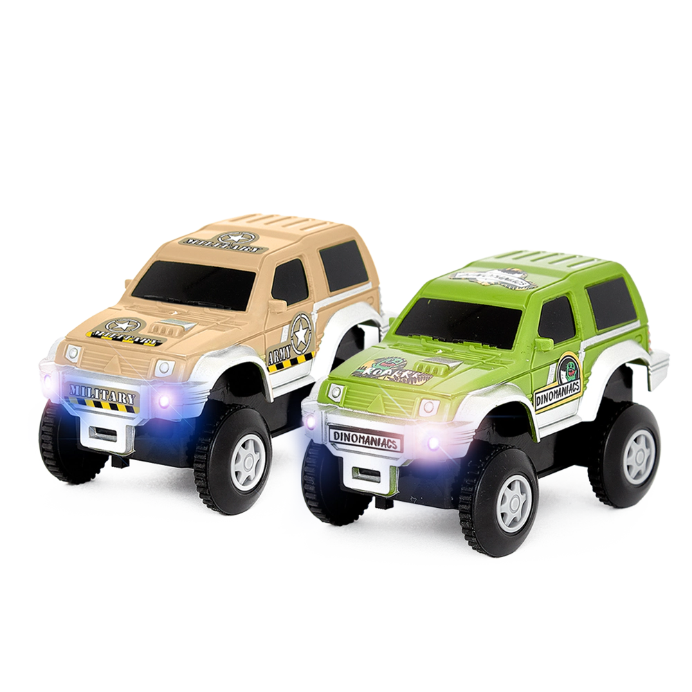 JitteryGit Kids Battery-Powered 4x4 Jeep Set - 2-Piece Beige & Green Off-Road Vehicles