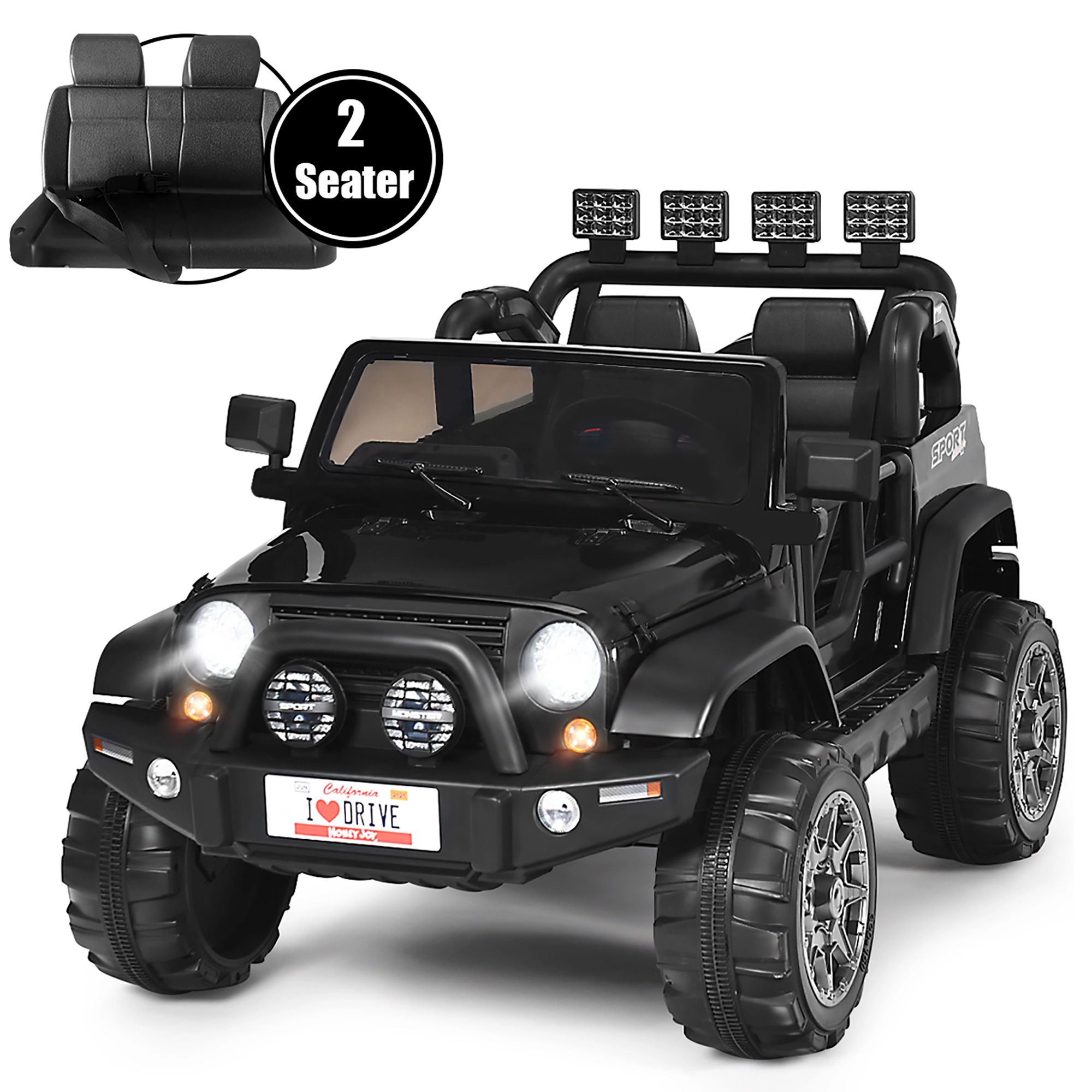 Costway 12V Kids Ride On Car 2 Seater Truck RC Electric Vehicles w/ Storage Room White