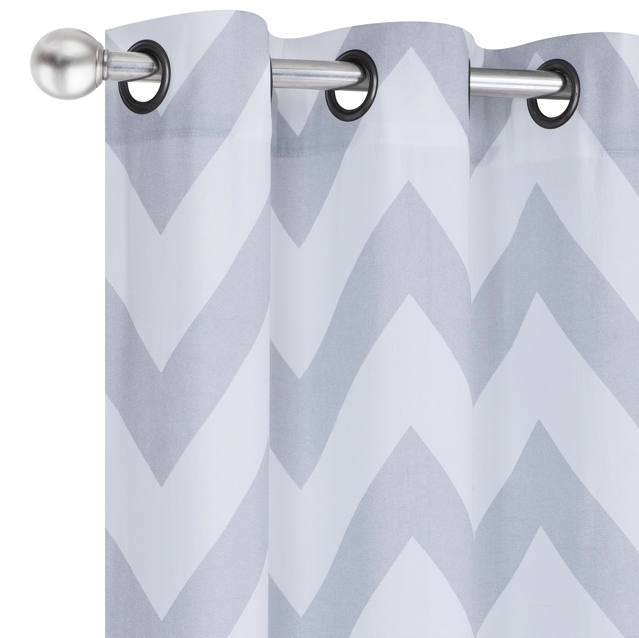 Kate Aurora Living 2 Piece Silver & White Metallic Chevron Grommet Curtain Panels - 84 in. Long