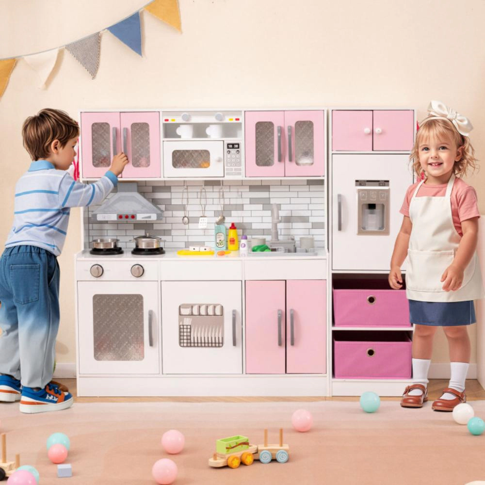 Hivvago Wooden Kitchen Playset With Lights And Sounds For Ages 3+
