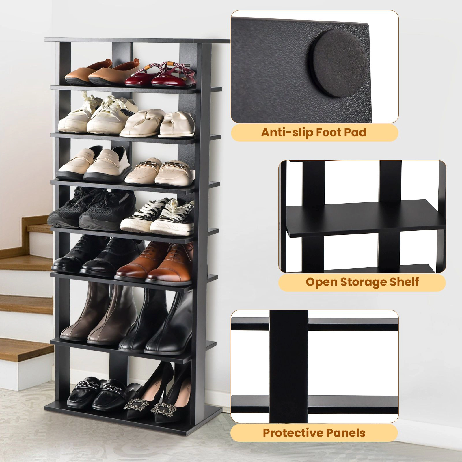 SlickBlue 7-Tier Double Row Shoe Organizer with Adjustable Shelves