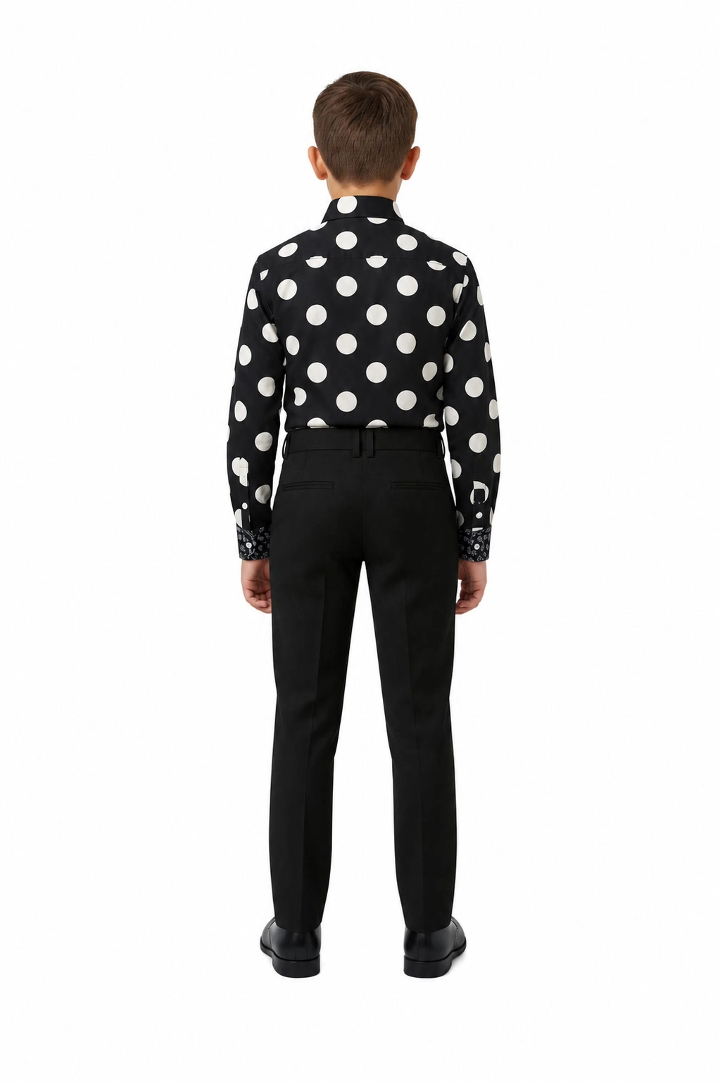 Elie Balleh Boys Slim Fit Long Sleeve Polka Dot Shirt
