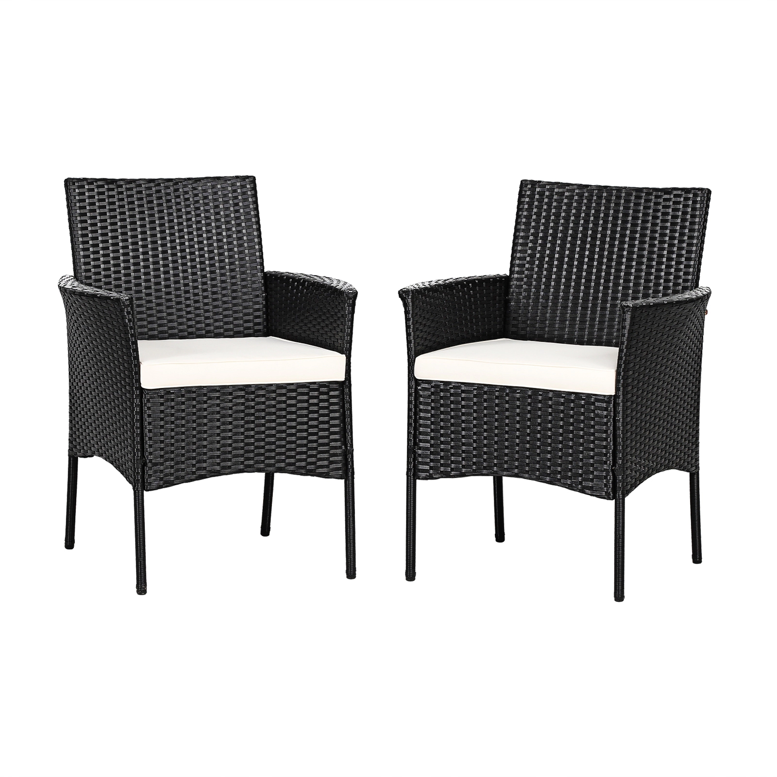 SUGIFT Black PE Rattan Cozy Seat Cushions Set of 2 Patio Wicker Armchairs
