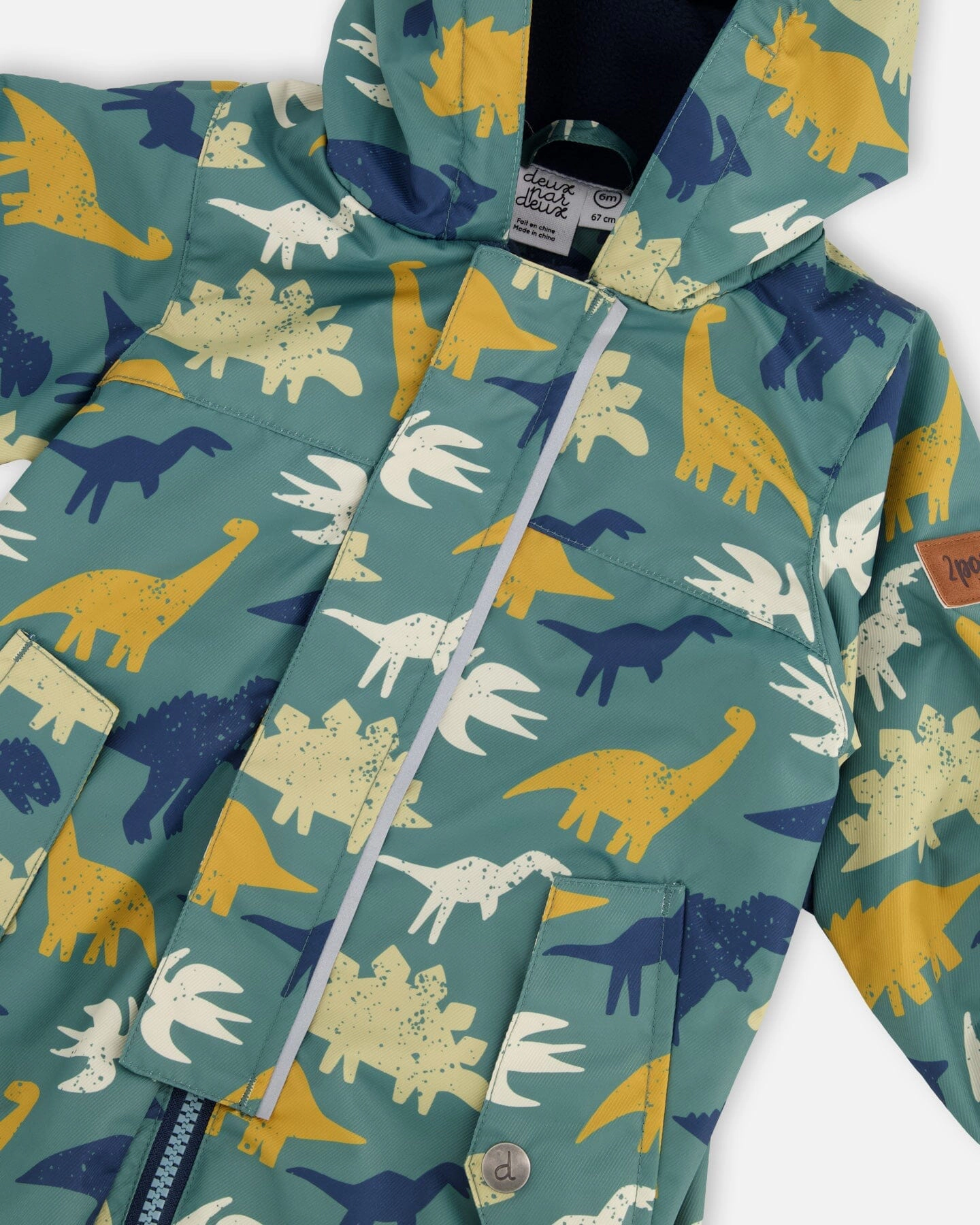 Deux par Deux Boys Mid-Season One-Piece Outerwear with Hat Dinosaur Print