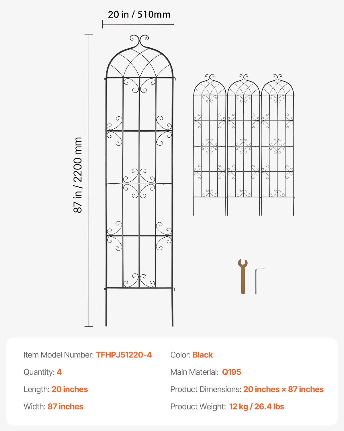 HONGGE Garden Trellis for Climbing Plants Rustproof Metal Garden Flower Trellis Outdoor Climbing Rose Trellis Cucumbers