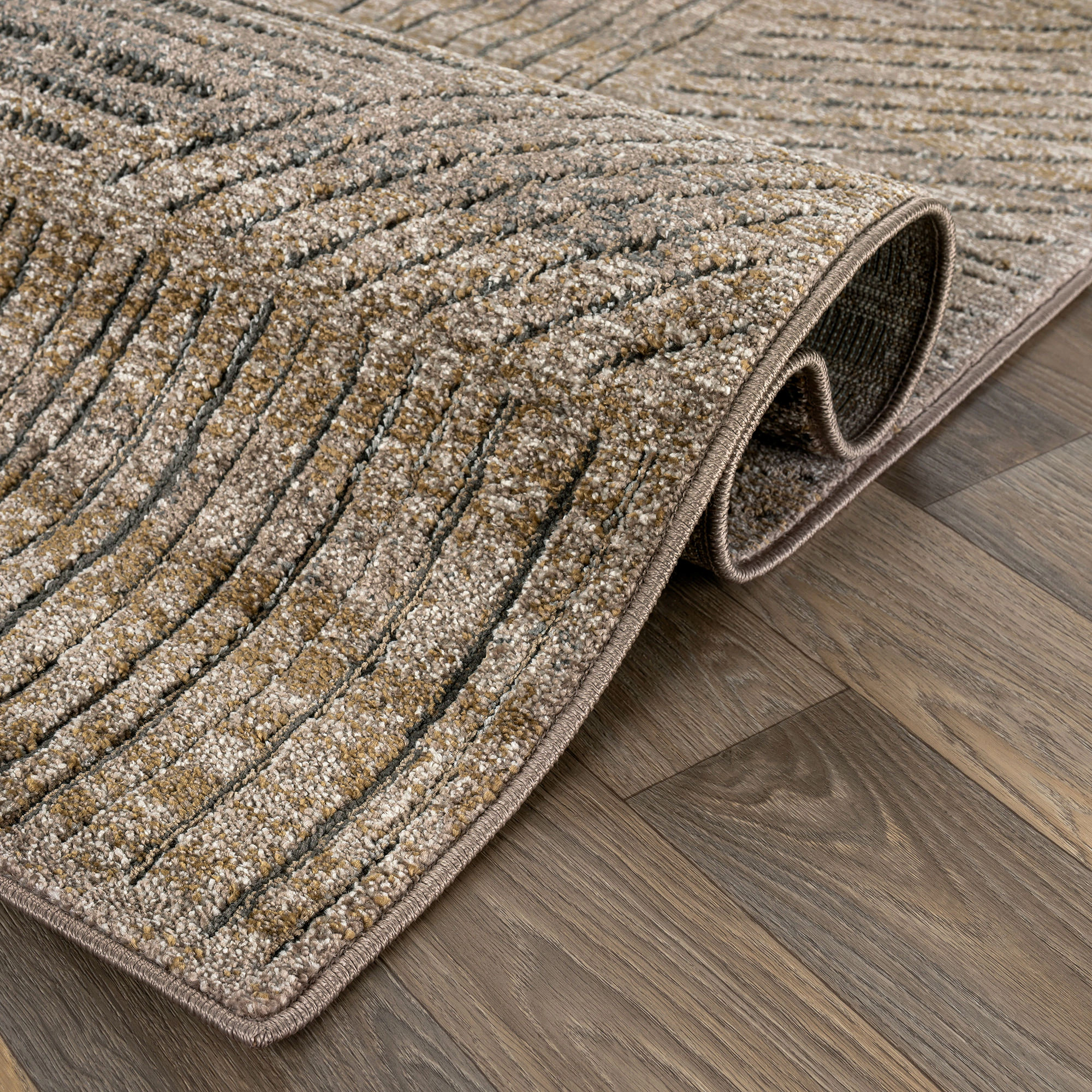 World Rug Gallery Modern Patchwork High-Low Indoor Runner Rug, Earthtone Geometric Design, Jute