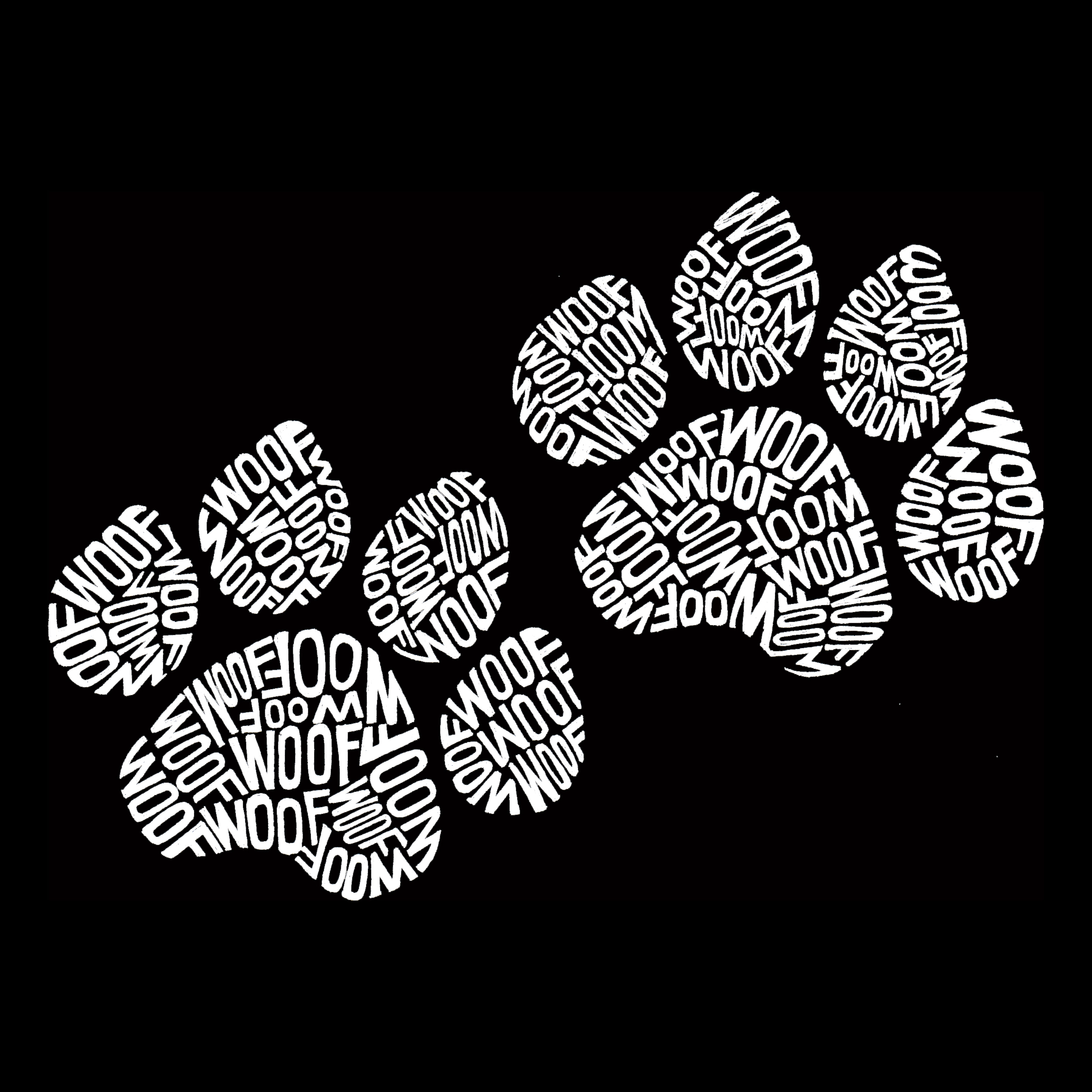LA Pop Art Woof Paw Prints - Men's Word Hooded Sweatshirt