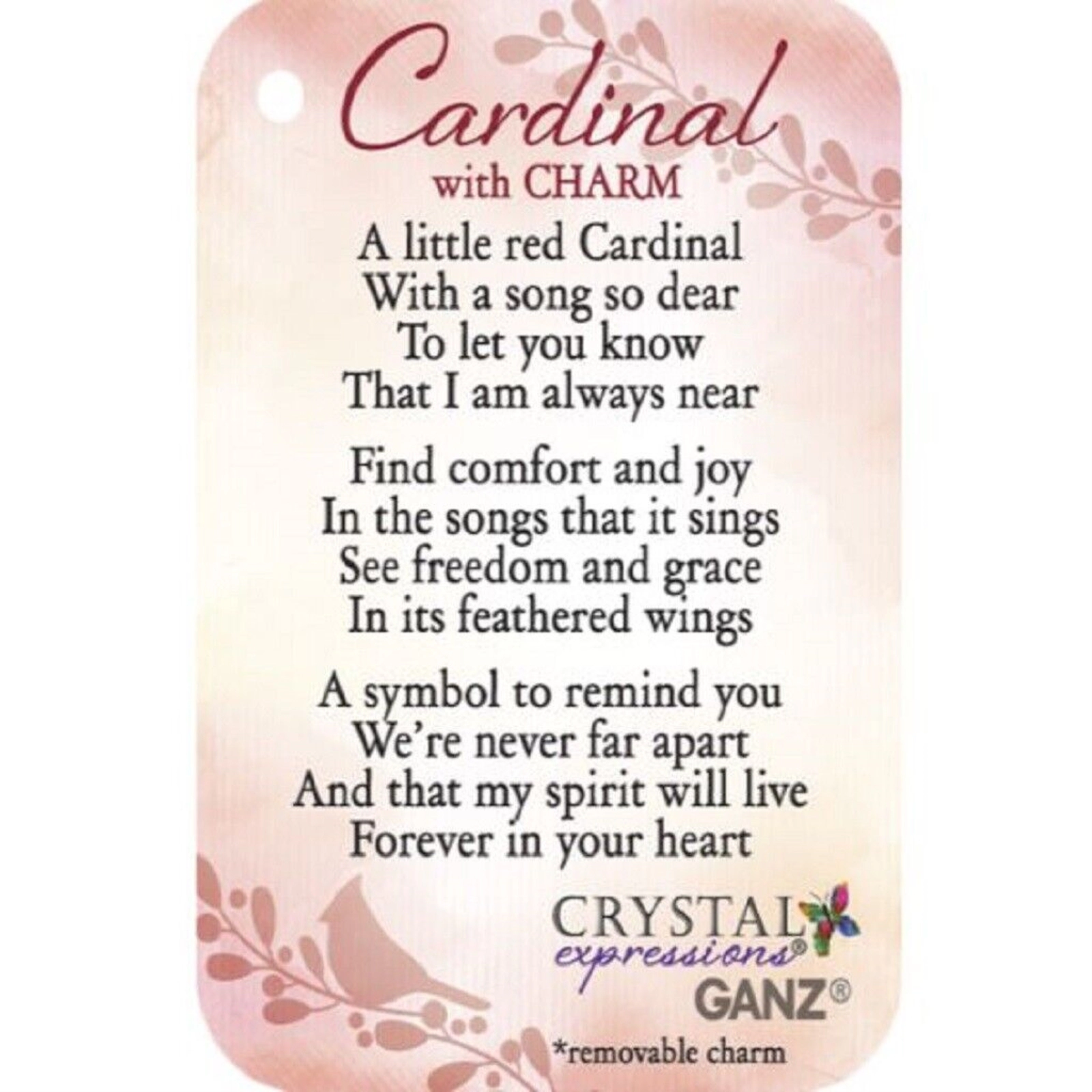 Ganz Crystal Expressions Cardinal Acrylic Ornament Bereavement Comfort Joy