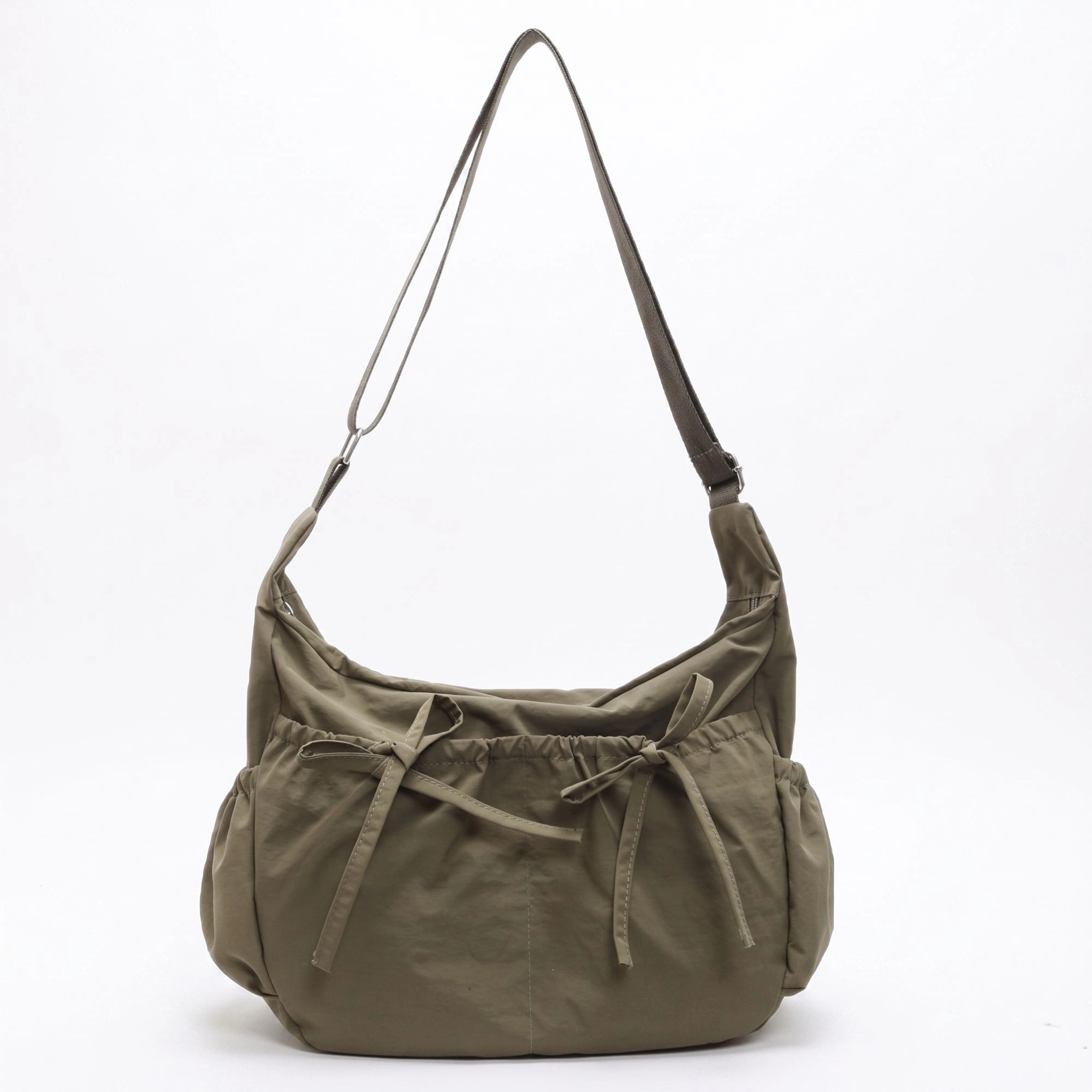 Alilang Women's Lightweight Bow Detail Hobo Shoulder Bag with Adjustable Strap and Multiple Pockets, Beige