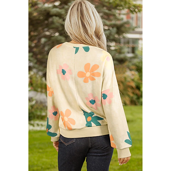 Threaded Pear Women's Abigail Terry Flower Print Sweatshirt, Color