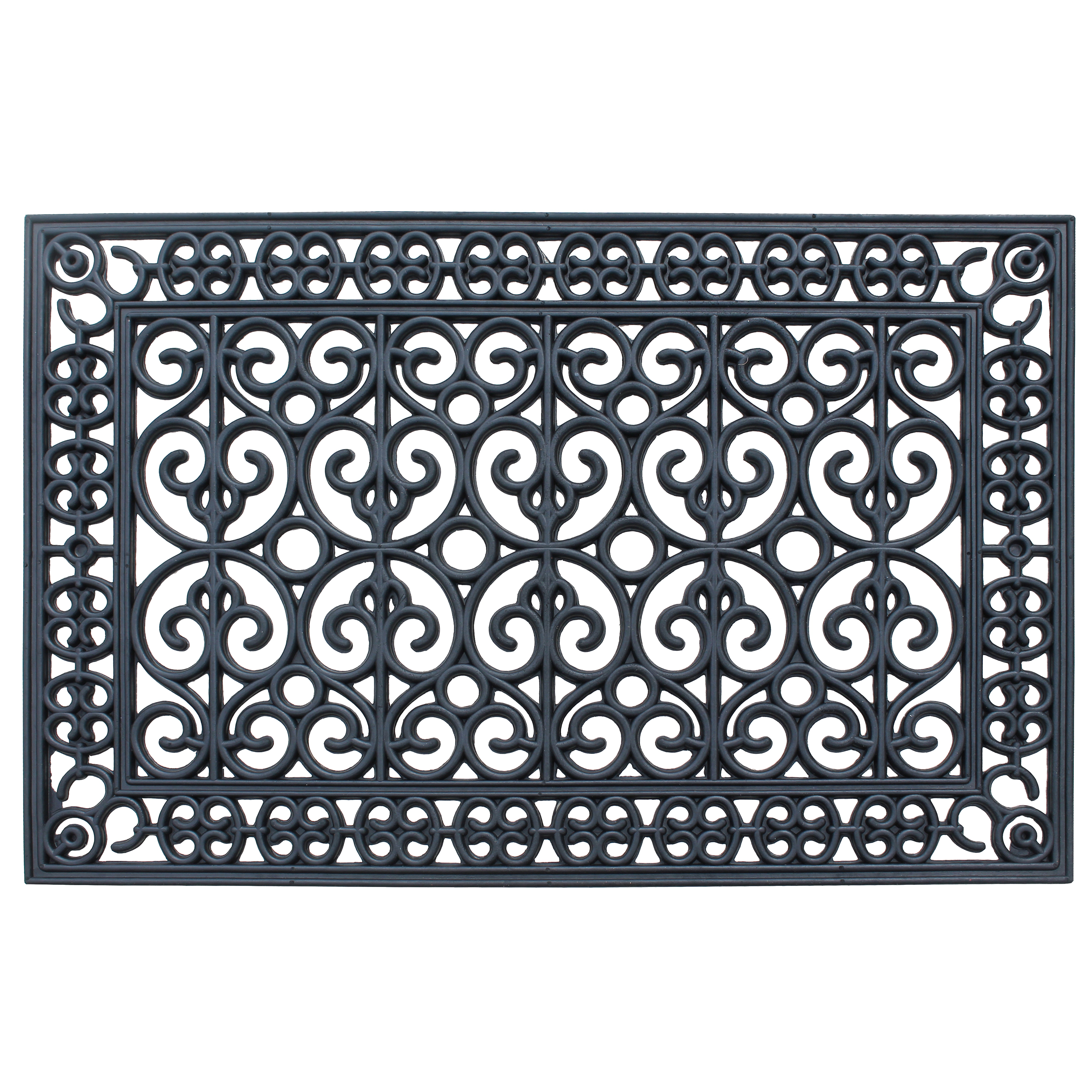 A1 Home Collection 9 lb Heavy Duty Rubber Doormat Non-Slip Outdoor Dirt Scraper Mat, Black Paisley, 24 x 36 Inches