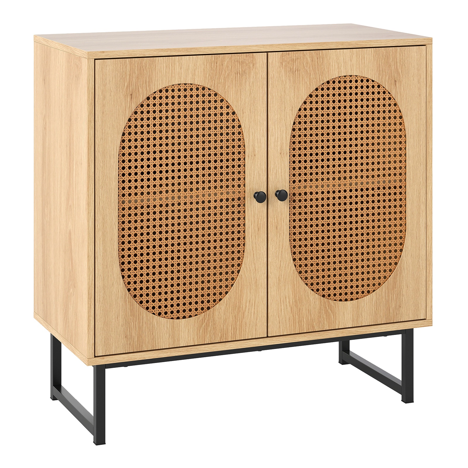 Glintex 32-Inch Rattan Buffet Cabinet with 2-Tier Adjustable Storage