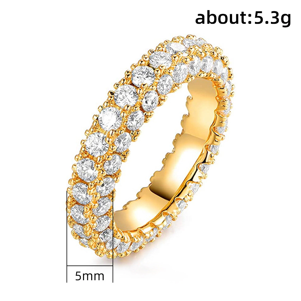 Womens 3 Row Eternity Ring Wedding Band Cubic Zirconia