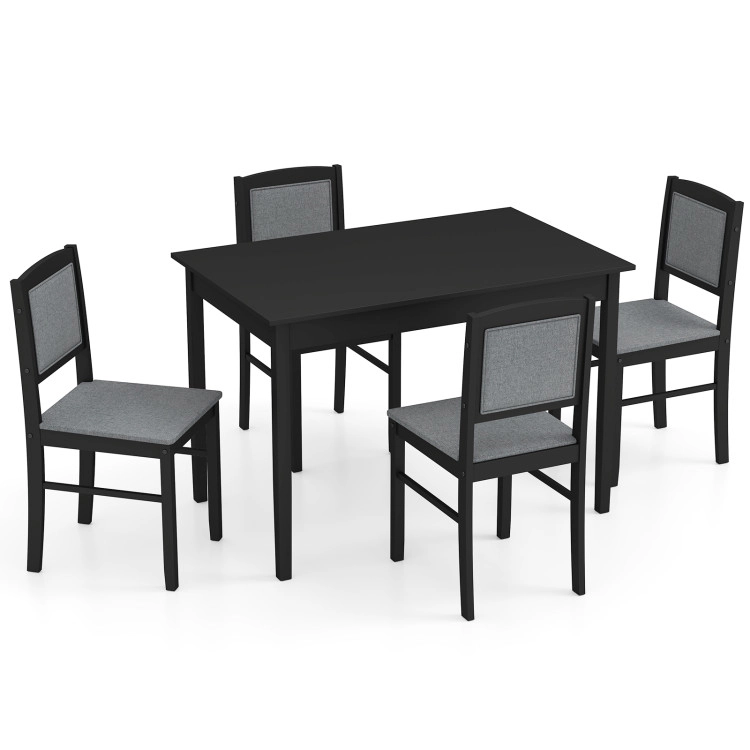 Hivvago 5-Piece Dining Set For 4 With Rubber Wood Legs For Small Dining Room