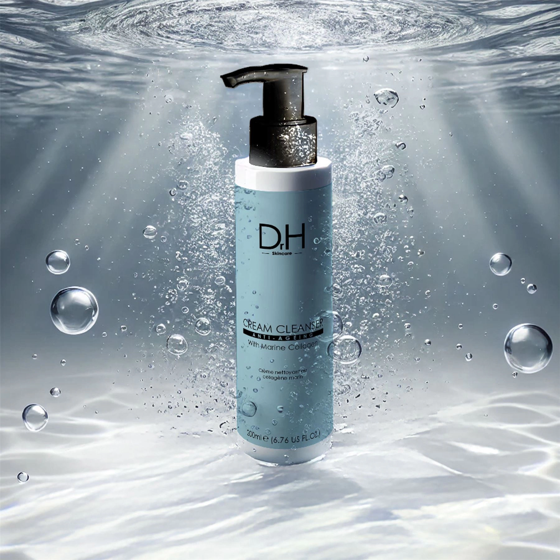 Dr H Anti-Ageing Cream Cleanser with Marine Collagen 200ml - Acne & Blemish Control, Pore Minimising, Brightening