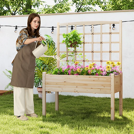 SlickBlue Elevated Garden Bed with Planter Box and Trellis