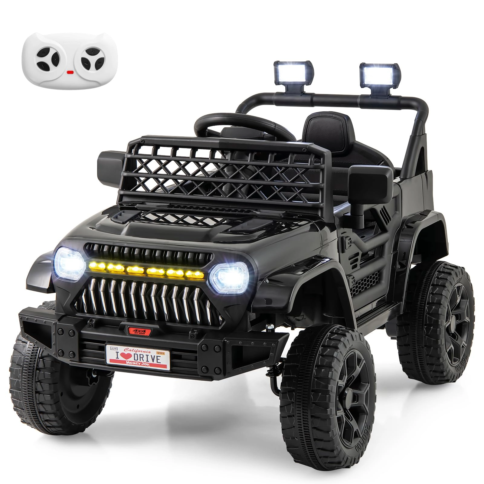 Glintex 12V Kids Ride-On Truck with Dual-Motor Drive and Light Controls