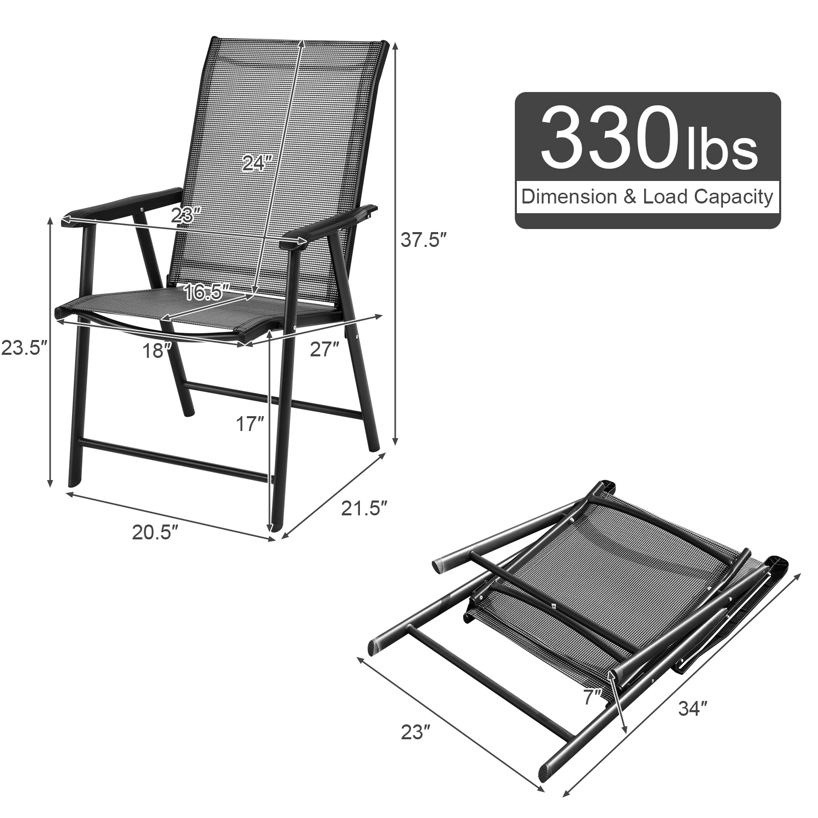 LJG 4-Pack Patio Folding Chairs Portable for Outdoor Camping