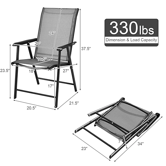 LJG 4-Pack Patio Folding Chairs Portable for Outdoor Camping