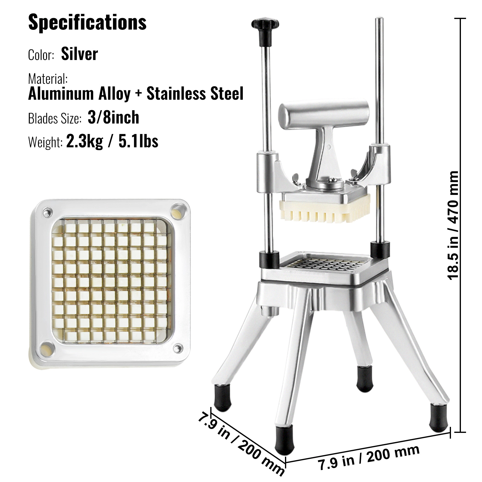 HONGGE Commercial Vegetable Fruit Chopper Blade Heavy Duty Professional Food Dicer French Fry Cutter Onion Slicer