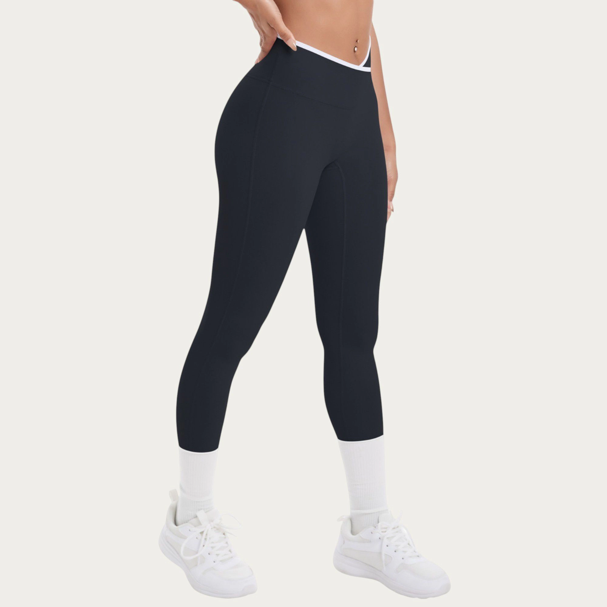 Anna-Kaci Active Women's High Waist Crossover Leggings with Contoured Fit and V-Shaped Waistband