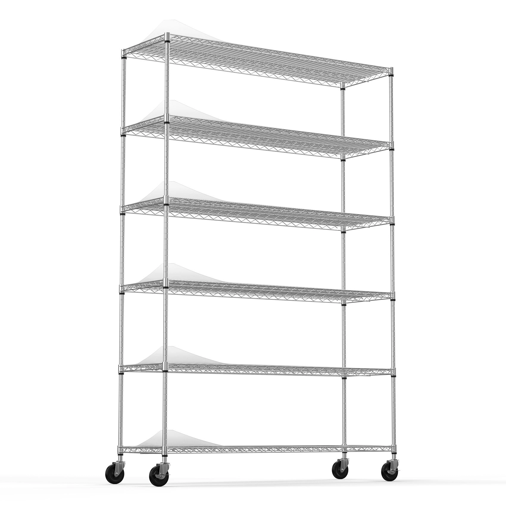 Flynama 6 Tier Wire Shelving 6000 LBS NSF with Wheels Adjustable Height Garage Storage Unit in Chrome