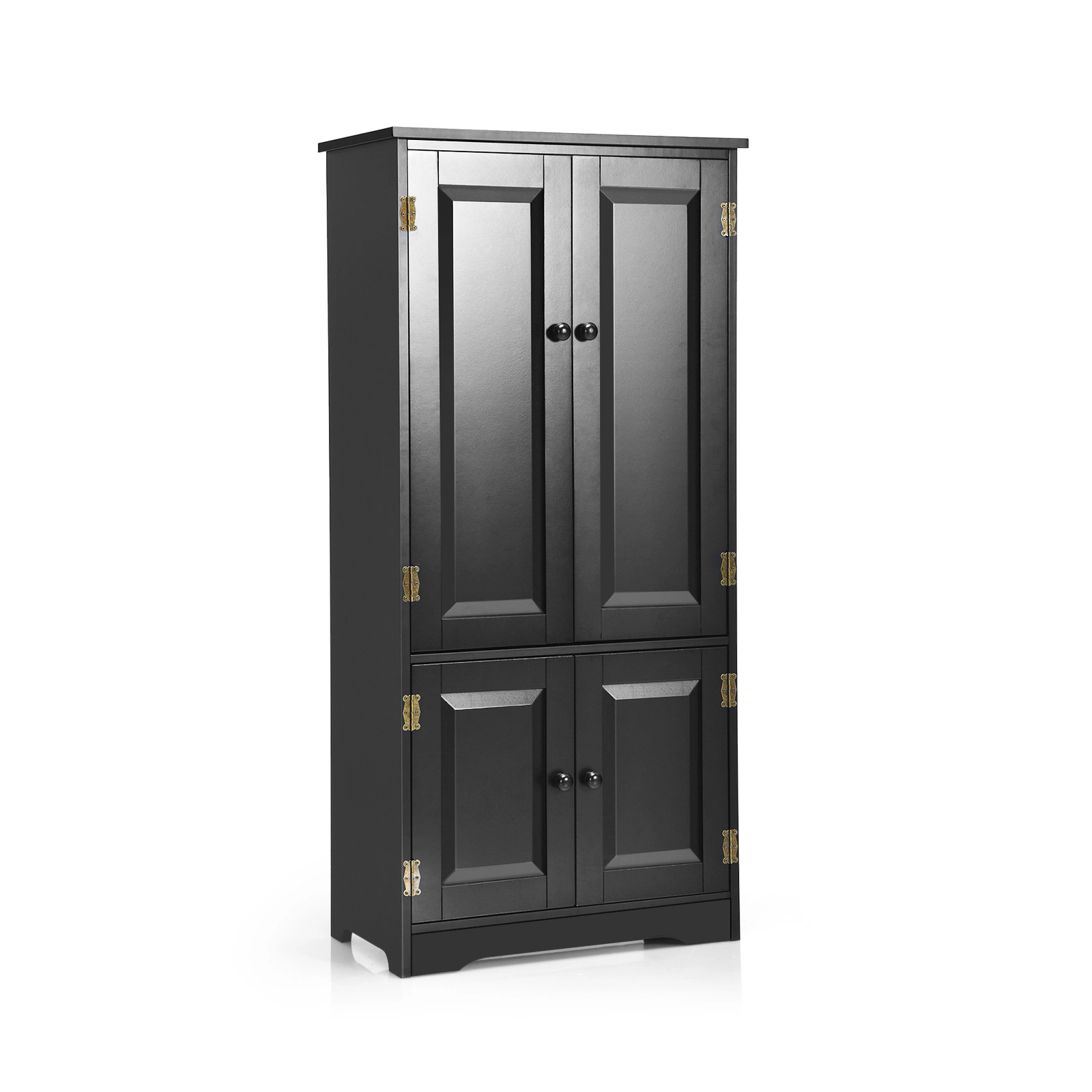 SUGIFT 49-in Tall 24-in Wide Black Antique Accent Storage Cabinet with 2 Doors and 5-Height Adjustable Shelves