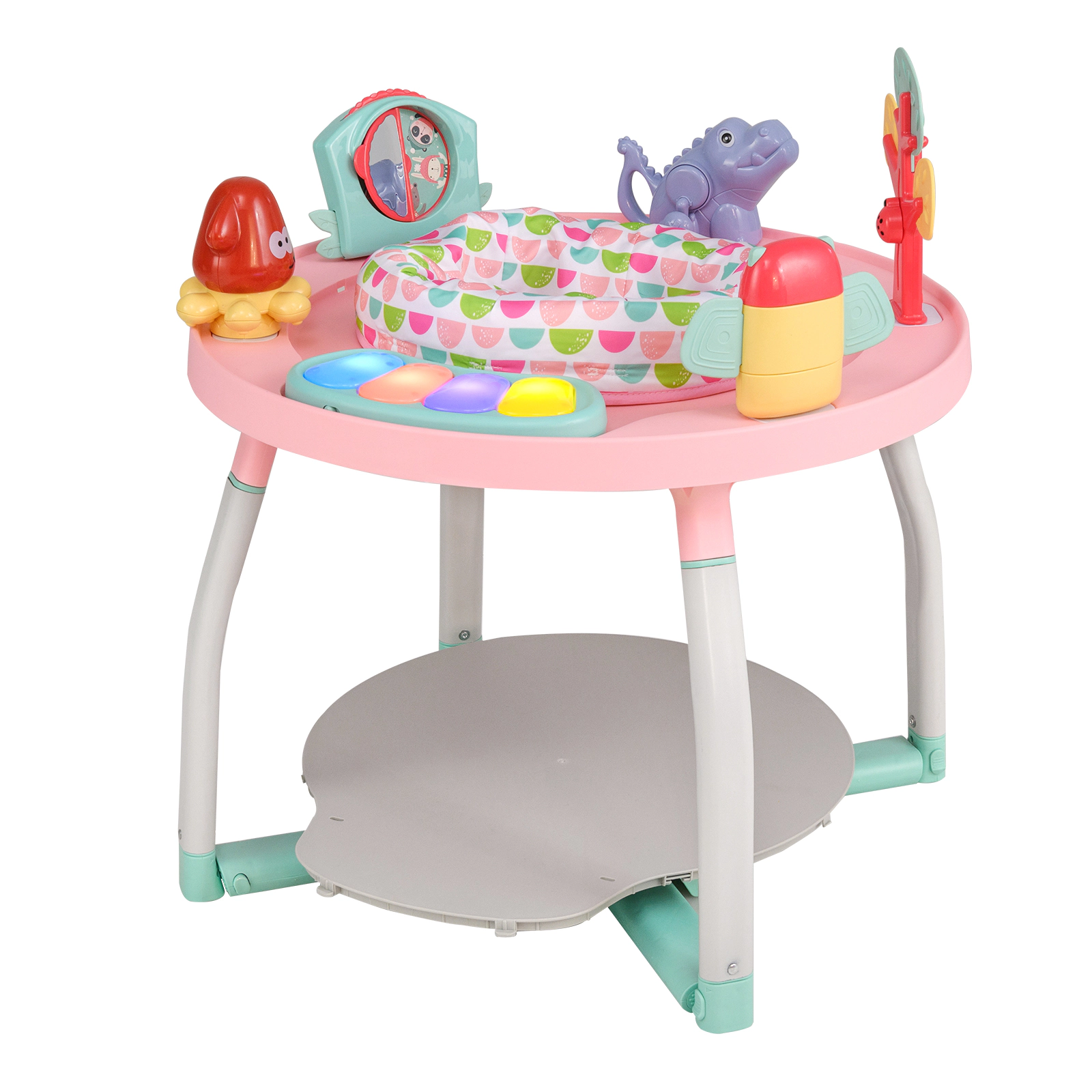 SUGIFT Pink Removable Toys and Study Desk 5-in-1 Baby Activity Center Bounce Seat