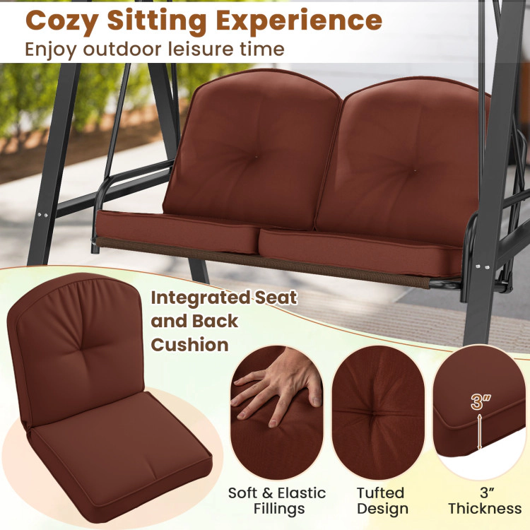 Hivvago 2-Person Outdoor Porch Swing With A-Shaped Metal Stand And Adjustable Canopy
