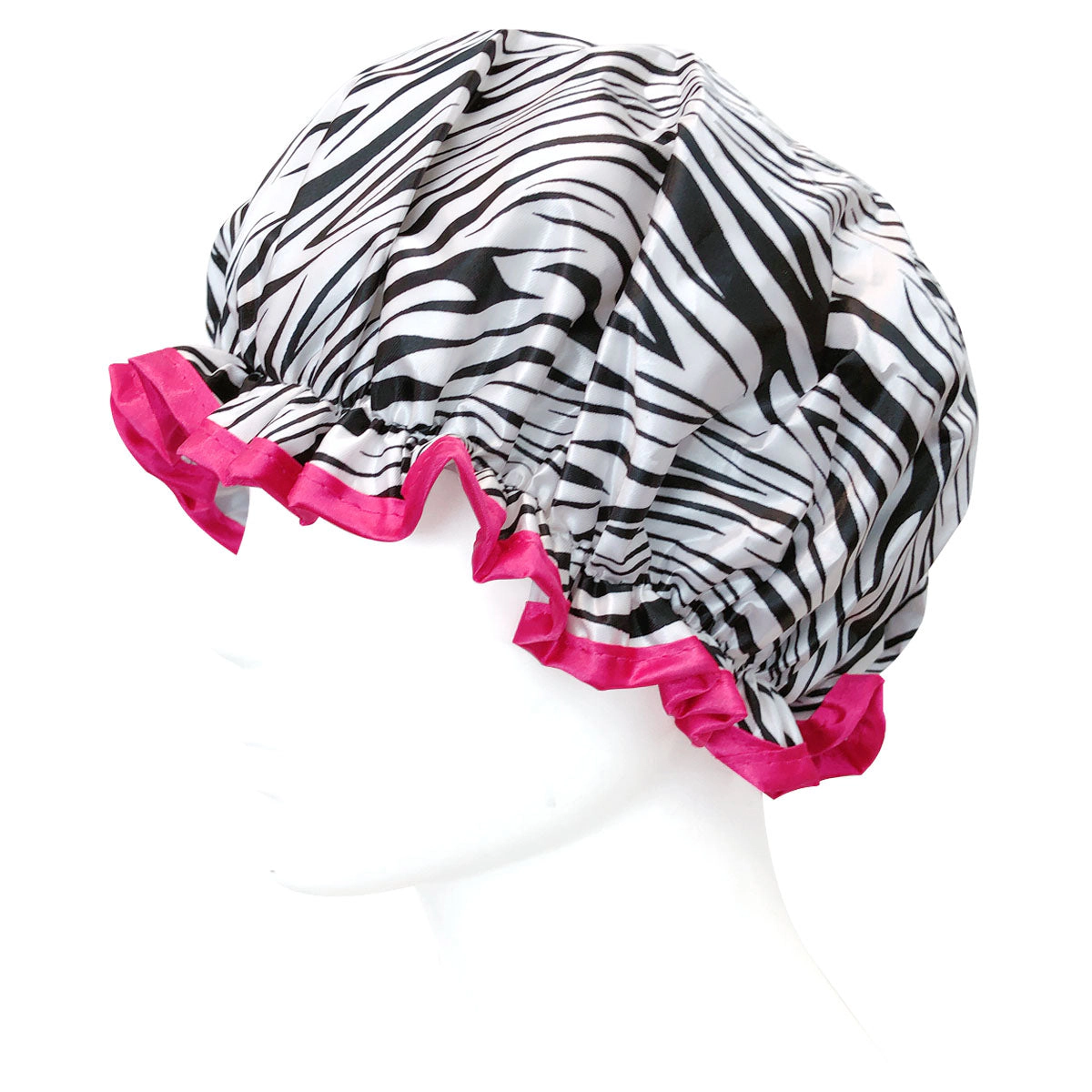 Wrapables Women's Stylish Double Layer Waterproof Shower Caps (Set of 4), Animal Print & Dots