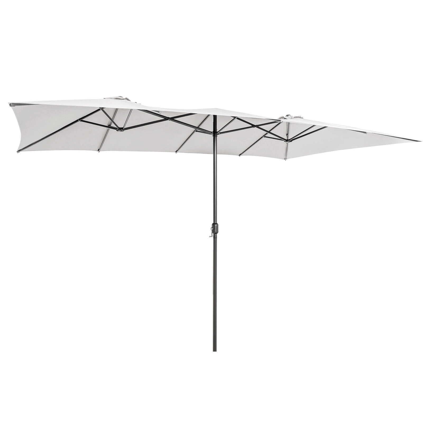 SUGIFT Beige 15 ft Double-Sided Patio Umbrella with Crank Handle and Vented Tops