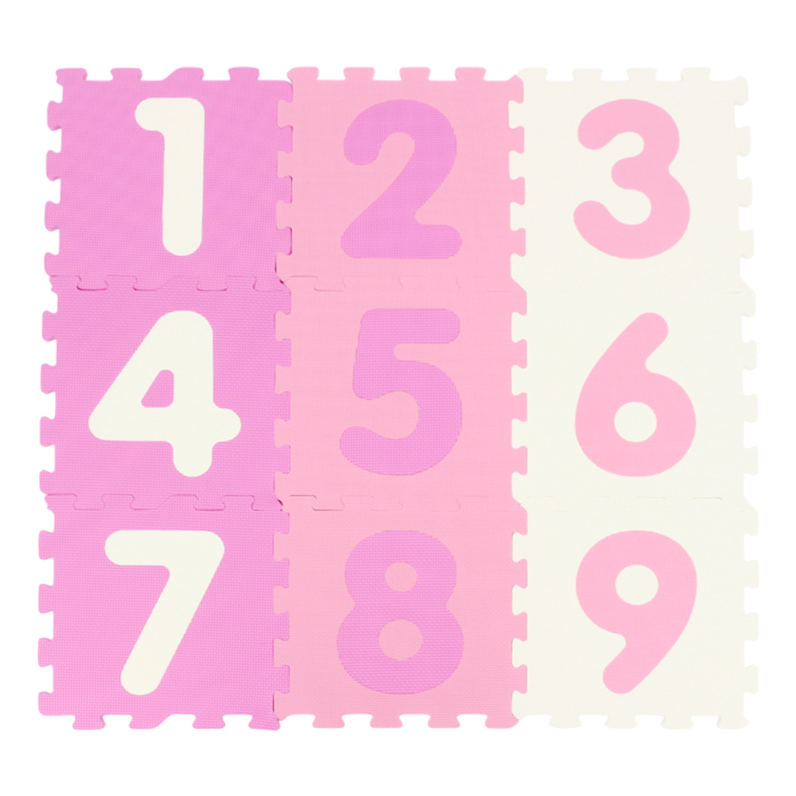 SUGIFT Kids Pink 9-Piece Interlocking Foam Hopscotch Play Mat with 3 Marker Discs 71.5-in W 24.5-in D 0.4-in H