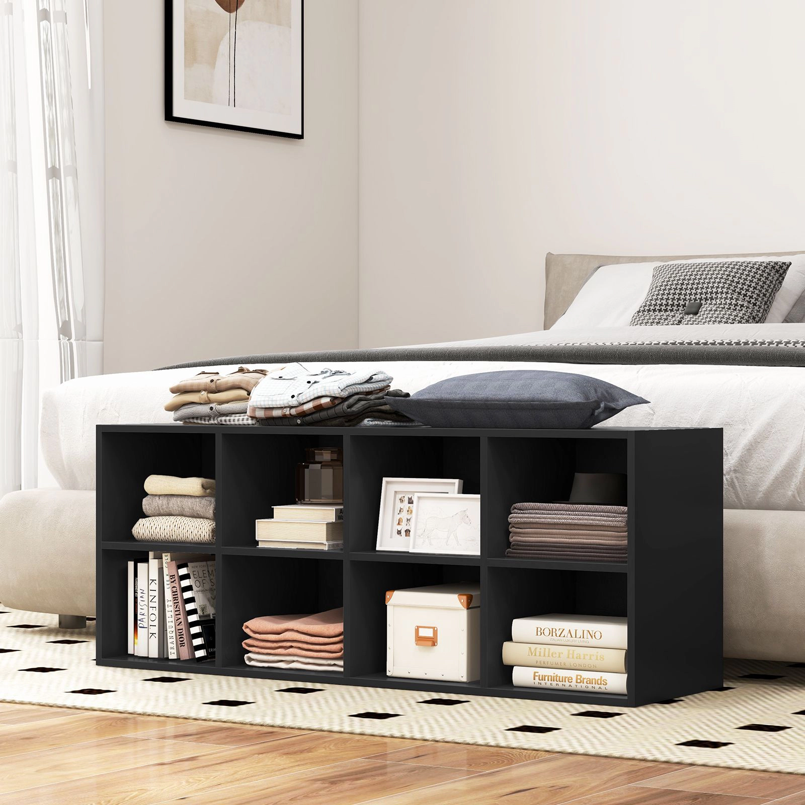 Slickblue Entryway Shoe Rack Bench with 8 Storage Compartments